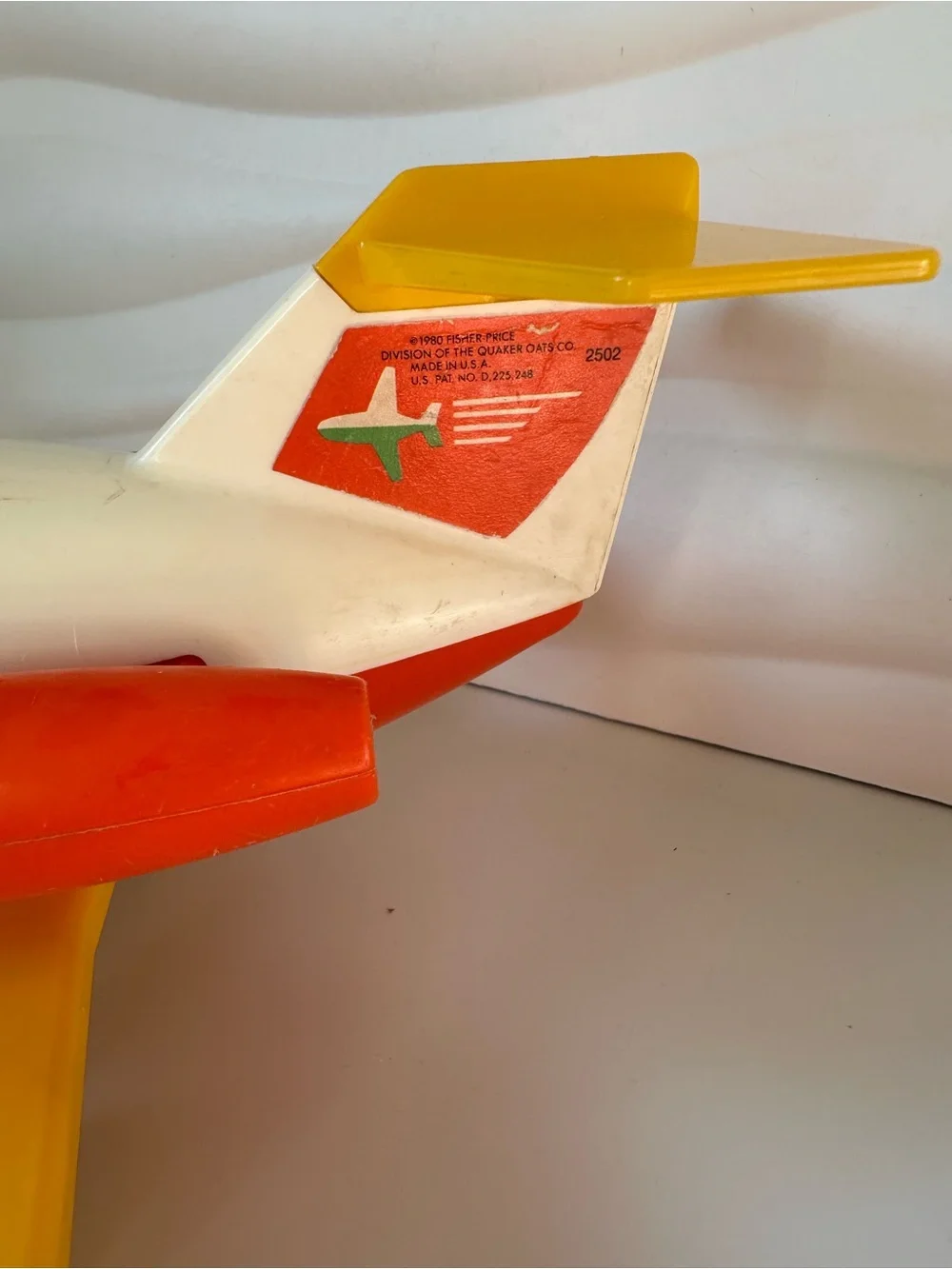 Vintage Fisher-Price Little People Orange & Yellow Airplane 1980 Jet Plane #2502